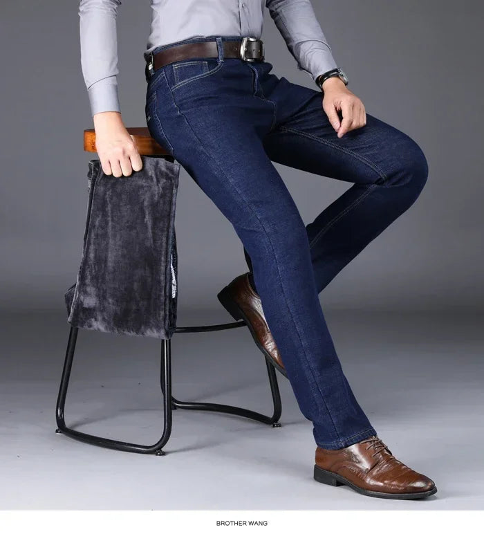 Men's Warm Fleece-Lined Jeans: Stylish Comfort for Winter!"