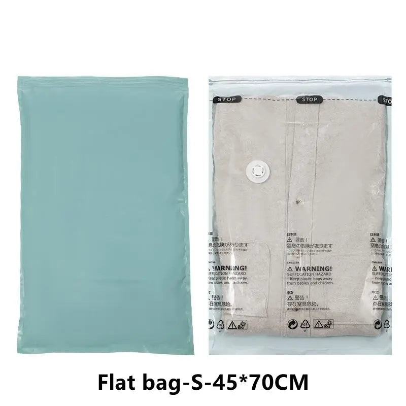 Vacuum Storage Bags for Clothes & Blankets – No-Pump Space-Saving Compression Bags (Travel & Home Organizer)