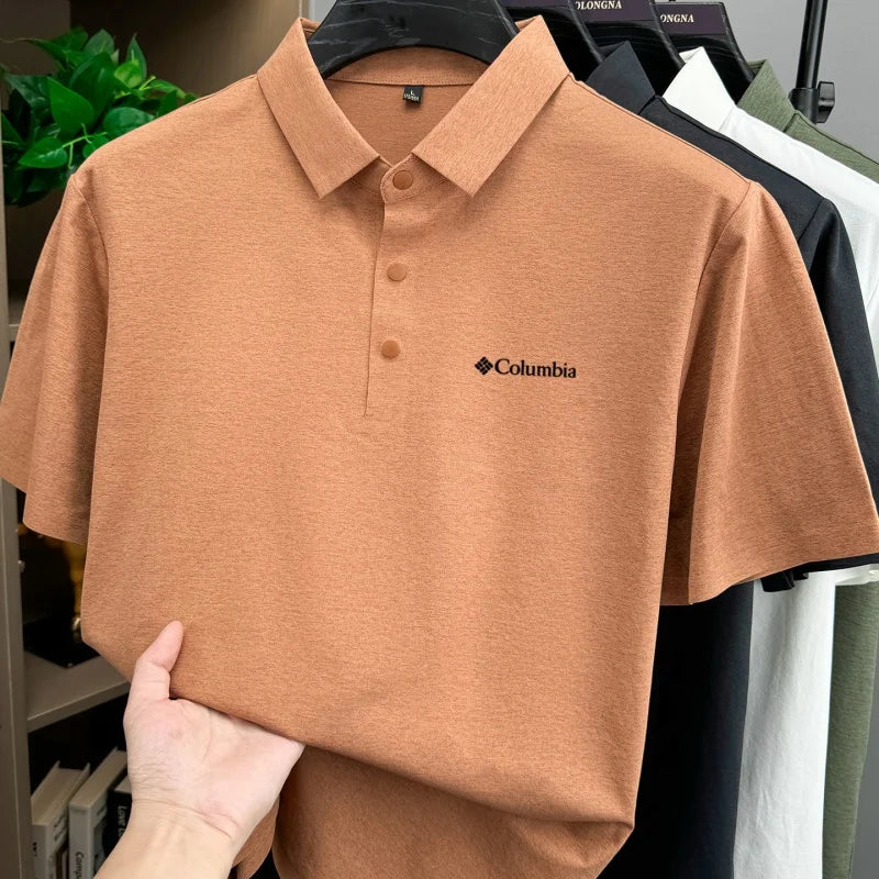Men's Embroidered Polo Shirt – Anti-Wrinkle Breathable Short Sleeve Summer Top