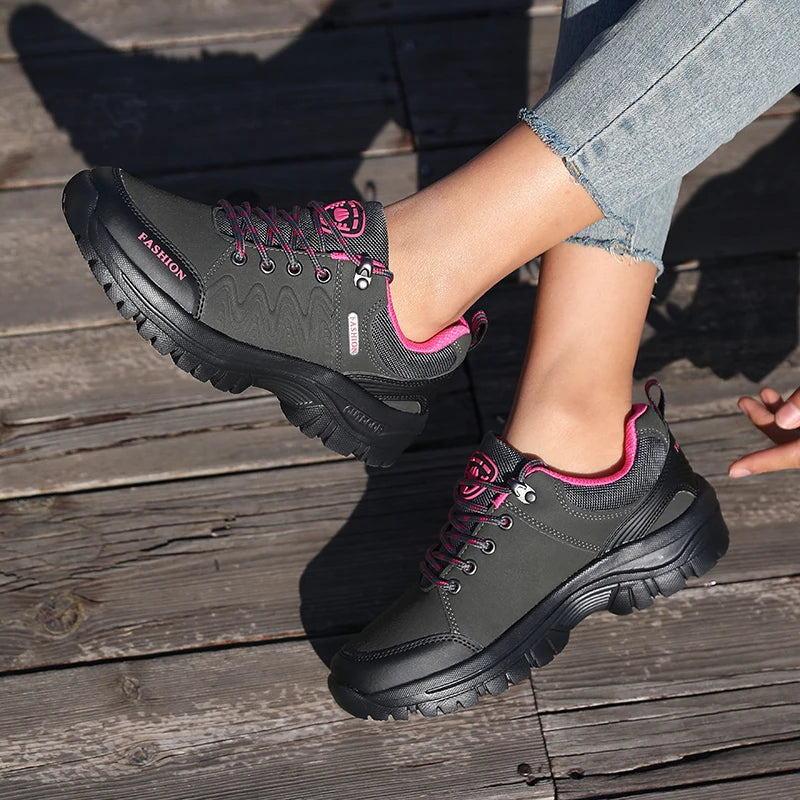 Women's Outdoor Trail Hiking Sneakers by ZUUBAN – Non-Slip Lace-Up Walking Shoes with EVA Comfort Insole.