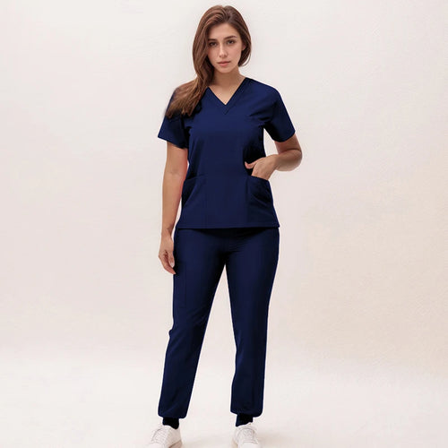 Women's 2025 New Nurse Uniforms V-neck Top Jogger Pants Scrub Sets Surgical