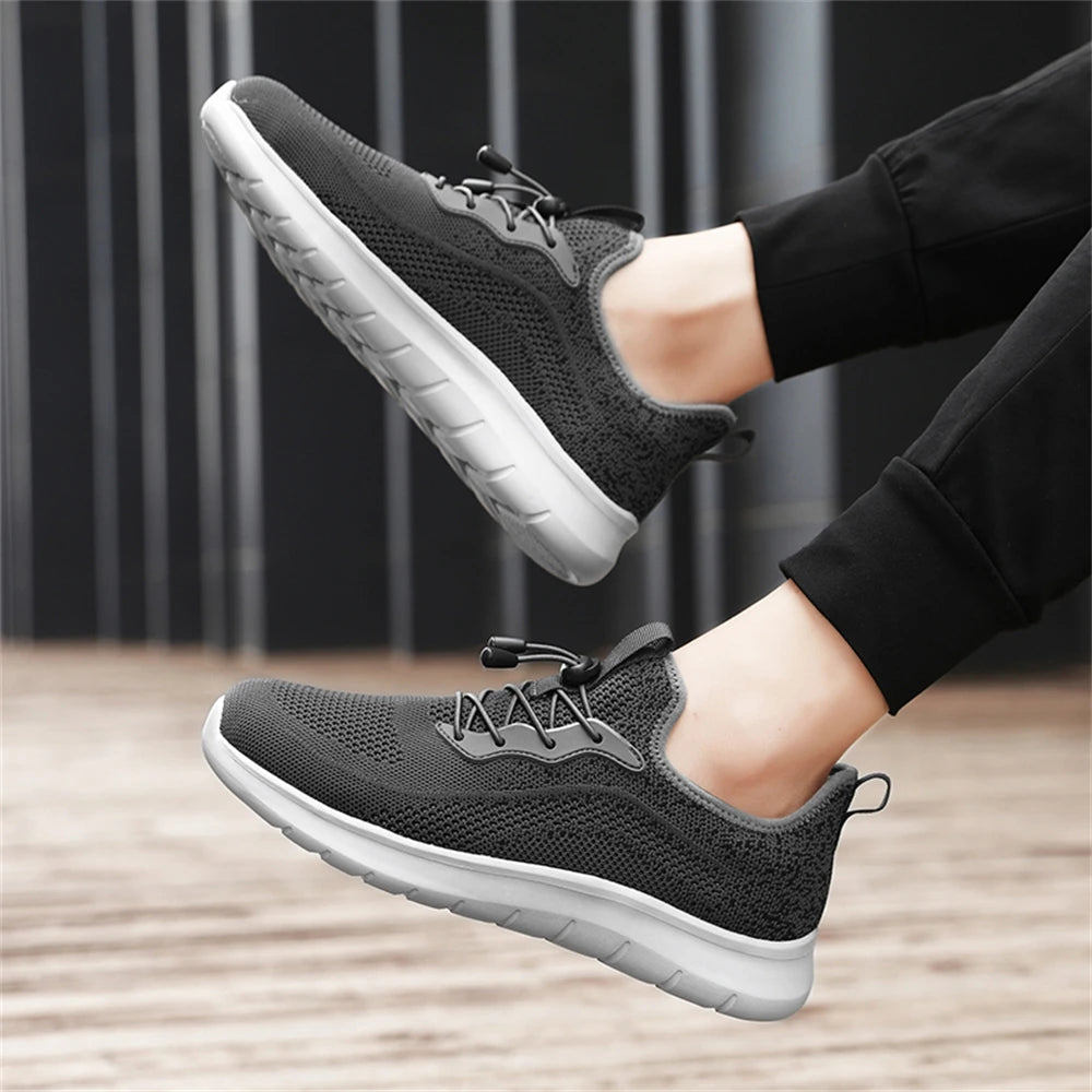 Men's WQT Flyknit Elastic Slip-On Sneakers – Lightweight Breathable Mesh Running Style Shoes with EVA Sole