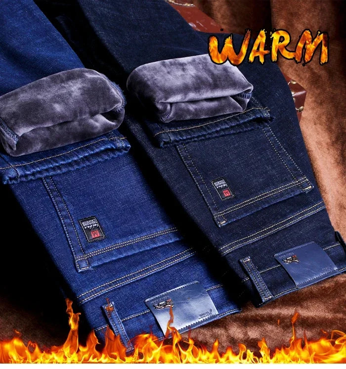 Men's Warm Fleece-Lined Jeans: Stylish Comfort for Winter!"