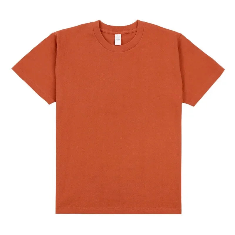 Men's 250g Combed Cotton T-Shirt | Heavyweight Solid Color O-Neck Short Sleeve Tee | Loose Casual Fit | XS–2XL