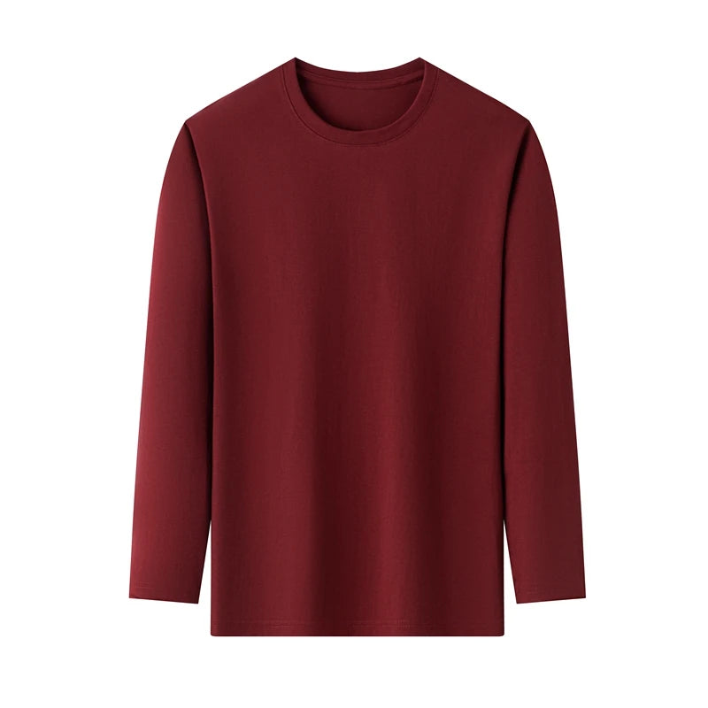 ASJP Men's 100% Cotton Long Sleeve Shirt | Breathable Casual Crew Neck Top for Summer & Everyday Wear