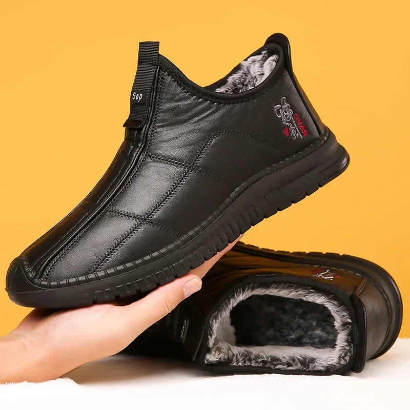 Men's Waterproof Winter Boots - Warm Non-Slip Platform Shoes
