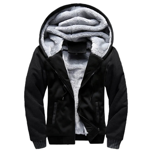 Men's Winter Polyester Set - Warm Hooded Jacket Pants