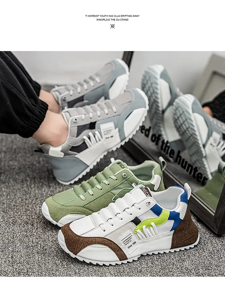Syflyno Men's Lace-Up Athletic Sneakers — Breathable Mesh Running Shoes for Spring & Autumn | Anti-Slip Gym Trainers