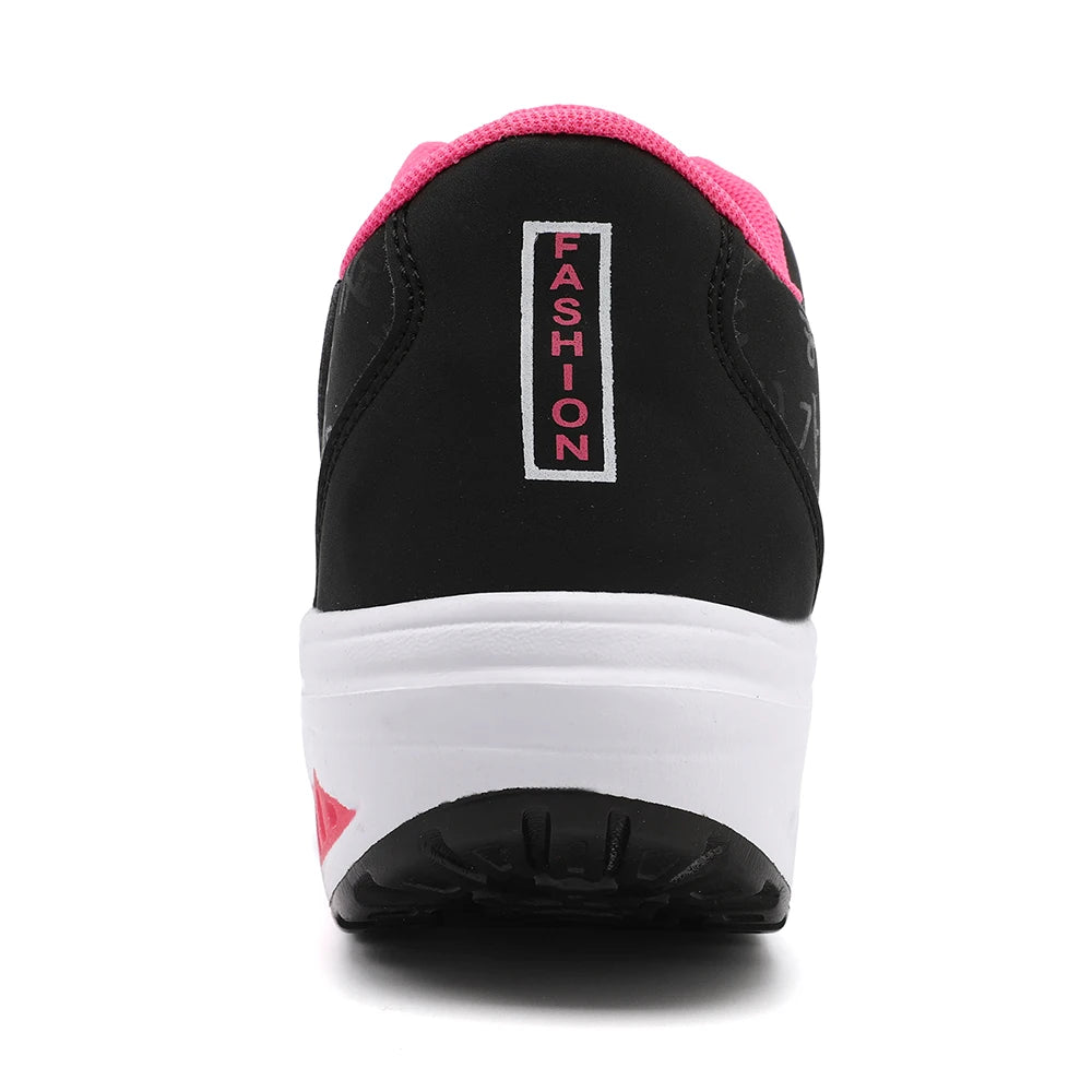 Women's LIZUXIE Wedge Platform Sneakers – Breathable Lace-Up Casual Shoes with Thick Sole & Elevated Comfort.