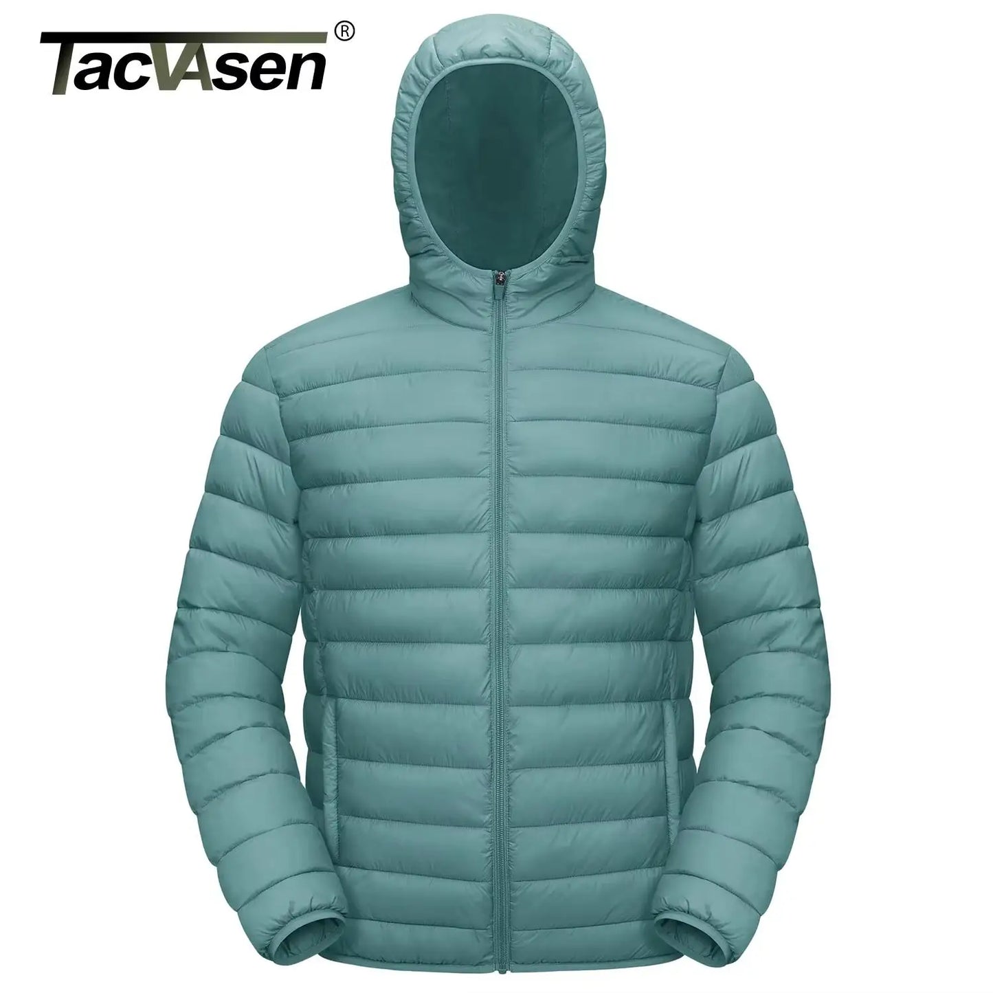 Men's TACVASEN Lightweight Water-Repellent Puffer Jacket - Cozy Insulated Hooded Windbreaker for Ultimate Comfort"