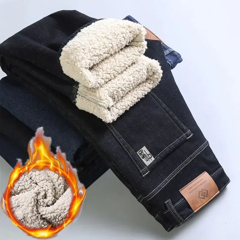 Men's 2023 Winter Fleece Jeans: Warm, Stylish & Versatile.