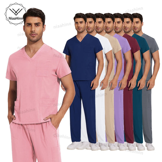Men's Wholesale Medical Uniforms Scrub Top Pants Sets Nurse Doctor Work