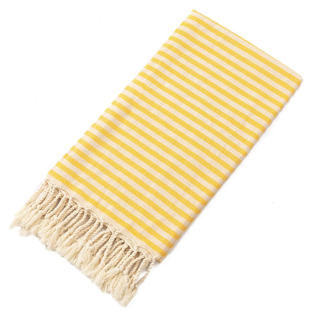 Versatile Turkish Cotton Towel with Tassels - 100% Cotton for Beach, Bath, Shawl & Blanket
