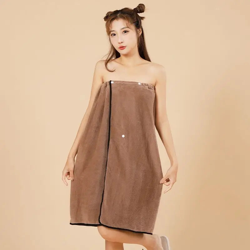 Premium Spa Towel Wrap Robe - Soft & Absorbent Cotton/Polyester, Quick-Dry & Wearable