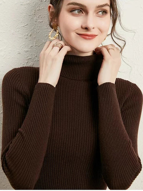 Women's New Turtleneck Jumper Knitted Blouses Fashion Ladies Sweaters