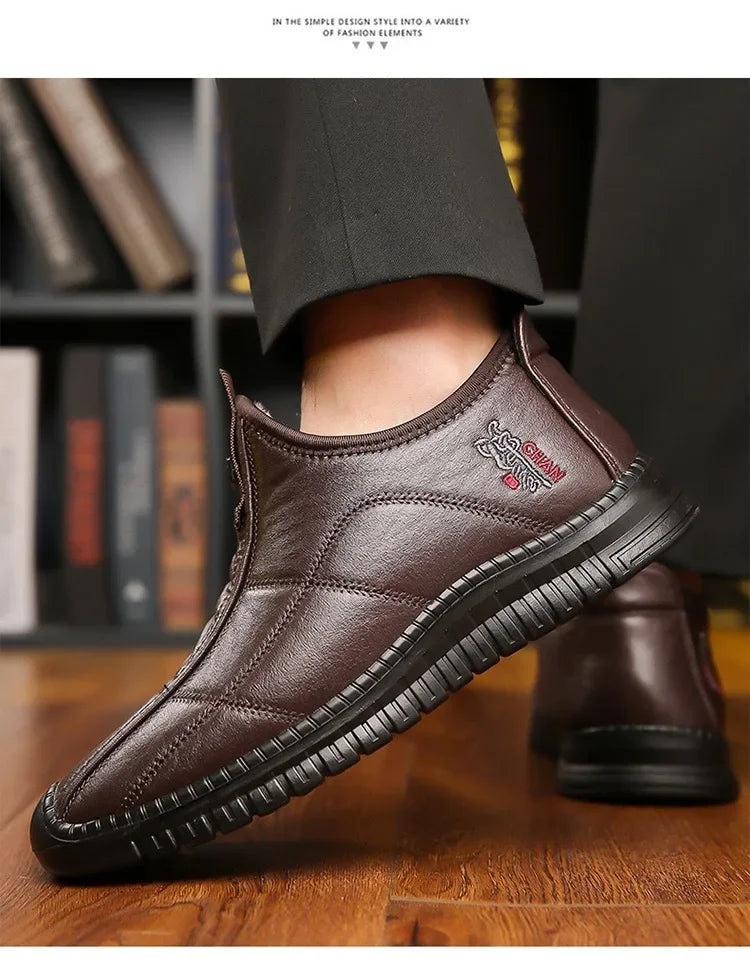 Men's Waterproof Winter Boots - Warm Non-Slip Platform Shoes