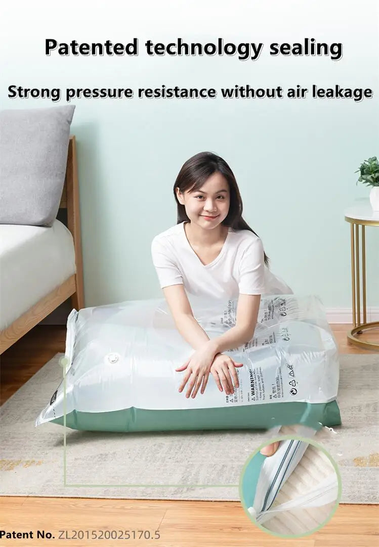 Vacuum Storage Bags for Clothes & Blankets – No-Pump Space-Saving Compression Bags (Travel & Home Organizer)