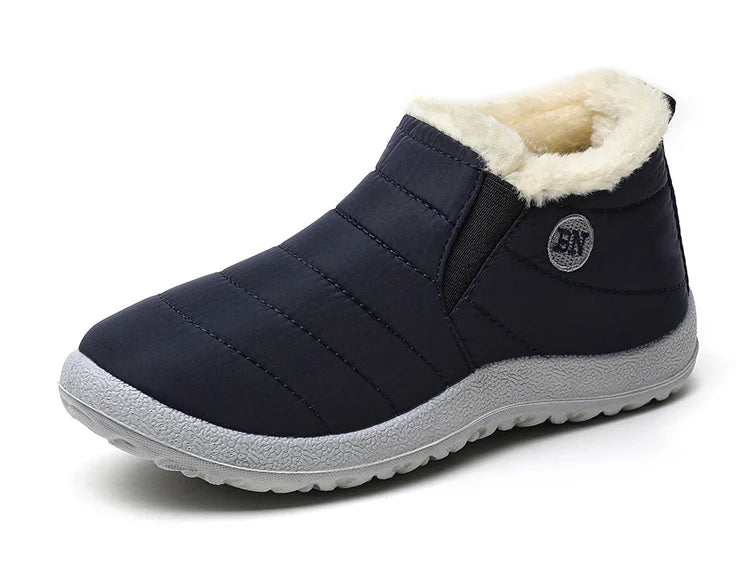 Men's Waterproof Winter Snow Boots - Plush-Lined Slip-On Ankle Boots