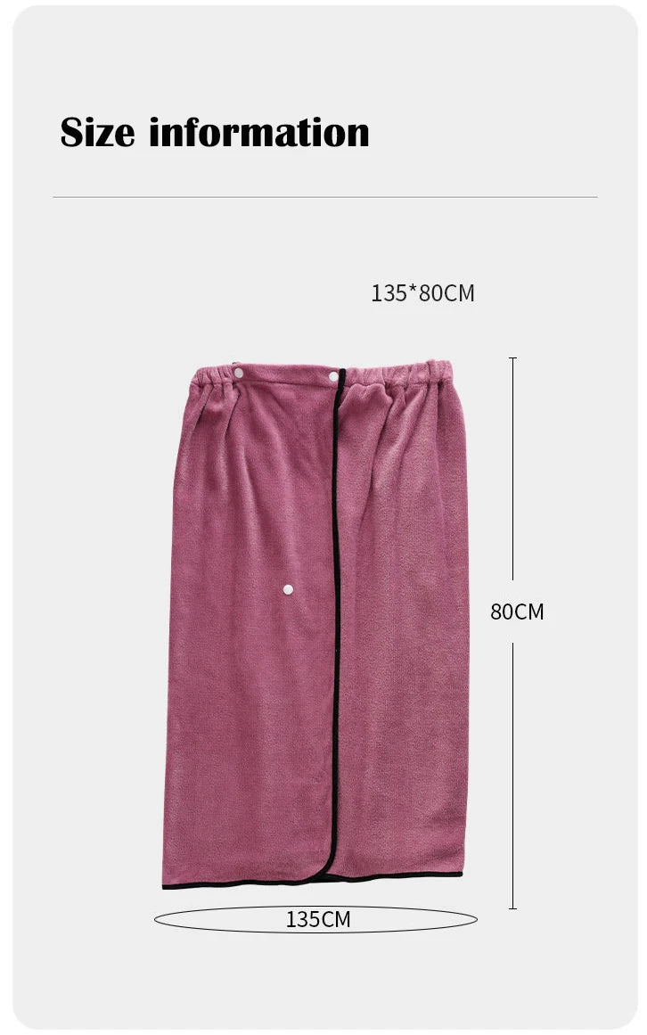 Premium Spa Towel Wrap Robe - Soft & Absorbent Cotton/Polyester, Quick-Dry & Wearable