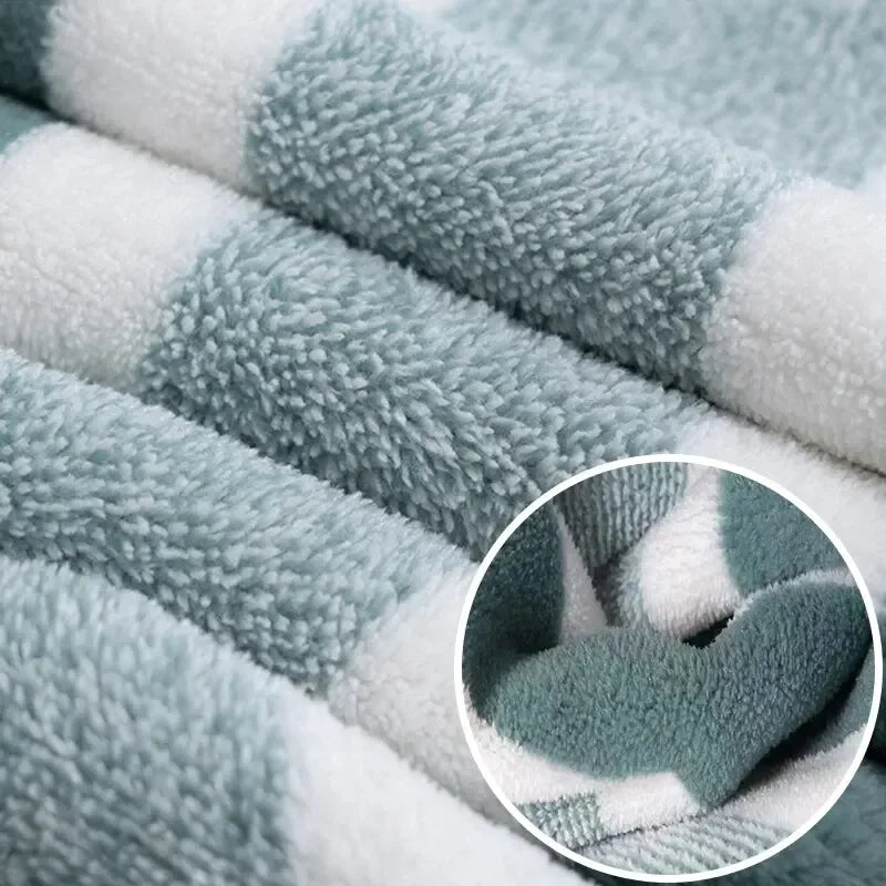 Striped Microfiber Towel Set - Ultra Soft Quick Dry Bath & Face Towels (2 Sizes)