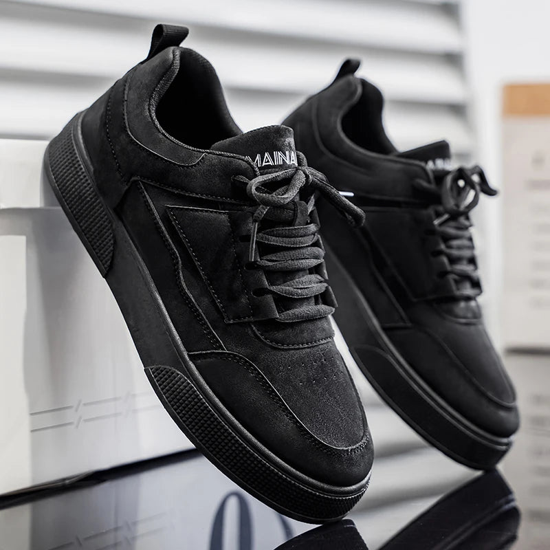 Men's Retro Skate Sneakers – Breathable Mesh Lining, Wear-Resistant Artificial Leather Lace-Up Shoes | White, Black & Grey | Spring/Autumn