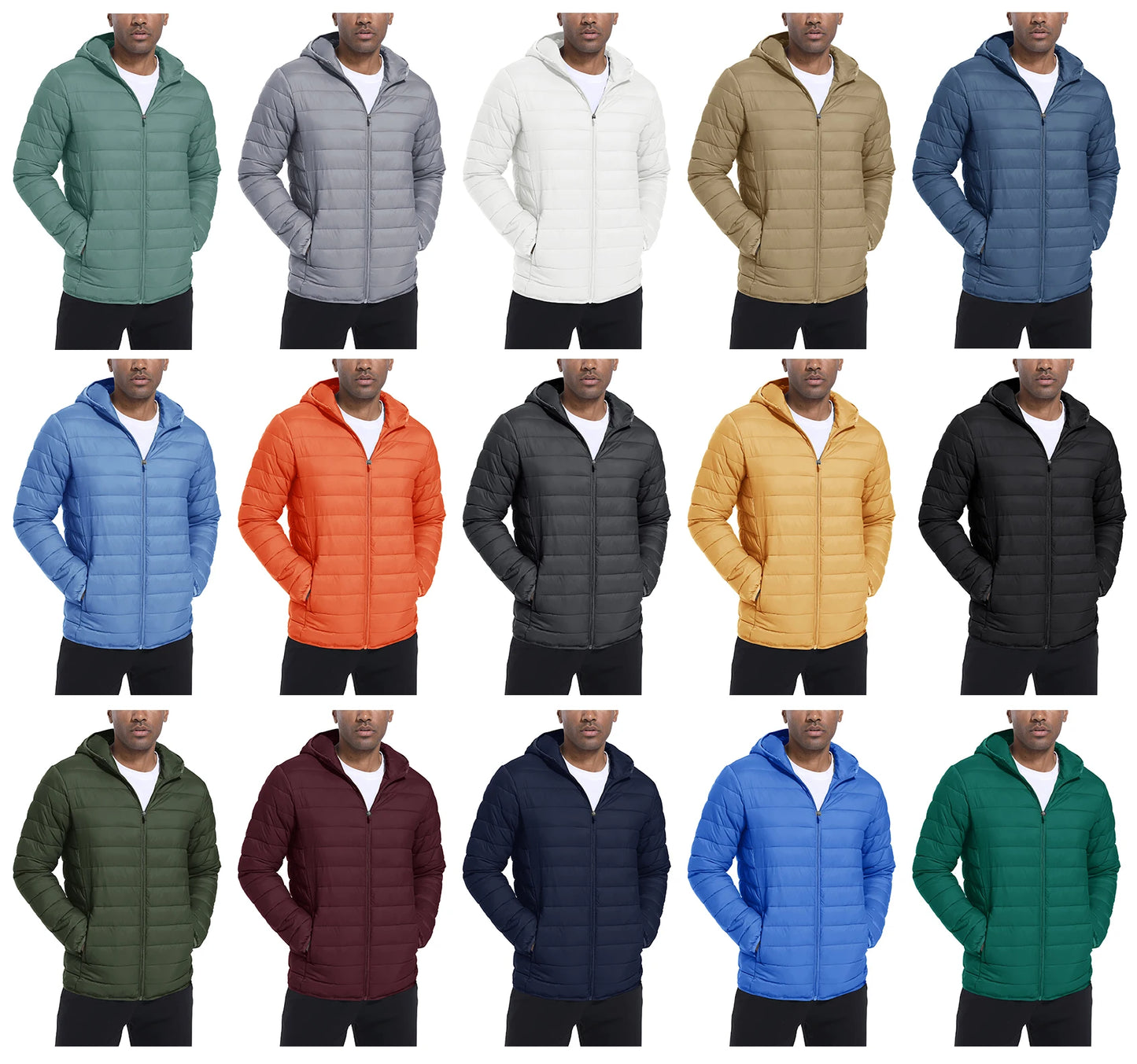 Men's TACVASEN Lightweight Water-Repellent Puffer Jacket - Cozy Insulated Hooded Windbreaker for Ultimate Comfort"