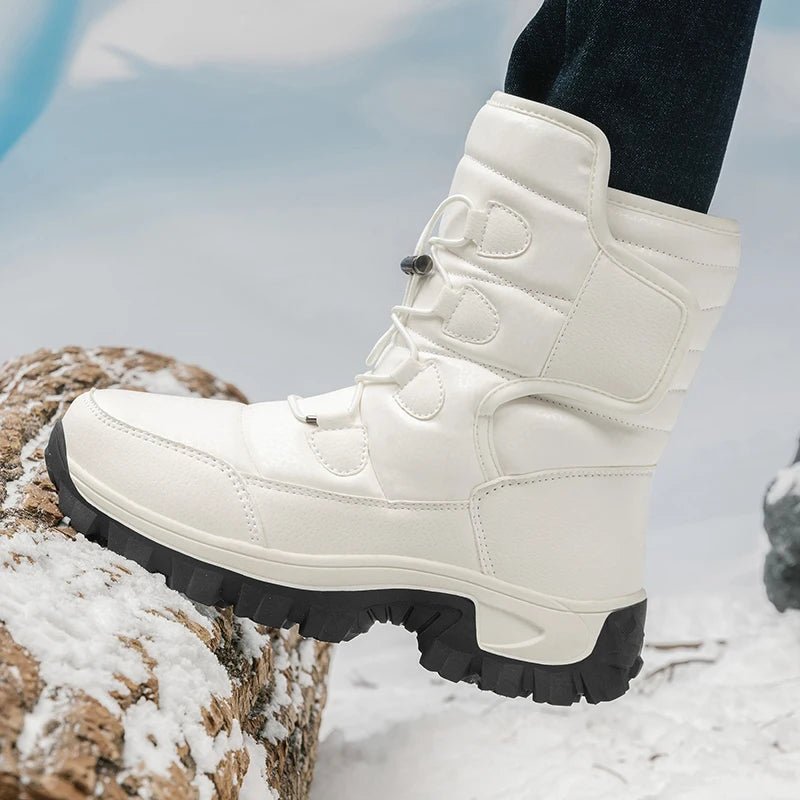 Women's Plush-Lined Waterproof Snow Boots - Platform Winter Hiking Ankle Boots