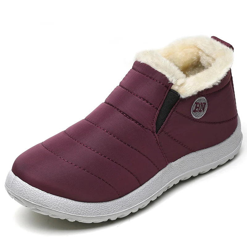 Men's Waterproof Winter Snow Boots - Plush-Lined Slip-On Ankle Boots
