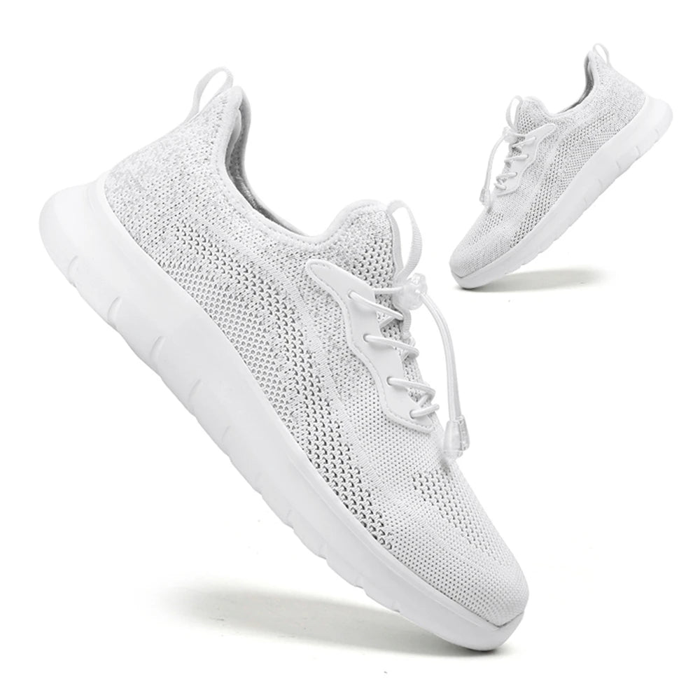 Men's WQT Flyknit Elastic Slip-On Sneakers – Lightweight Breathable Mesh Running Style Shoes with EVA Sole