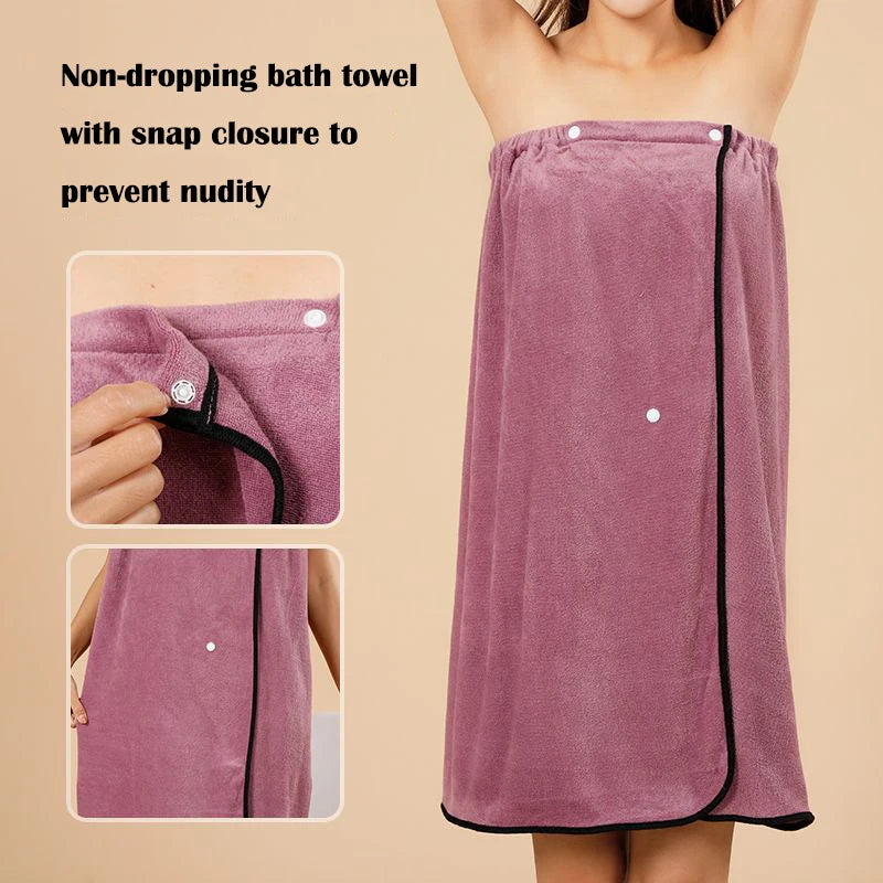 Premium Spa Towel Wrap Robe - Soft & Absorbent Cotton/Polyester, Quick-Dry & Wearable