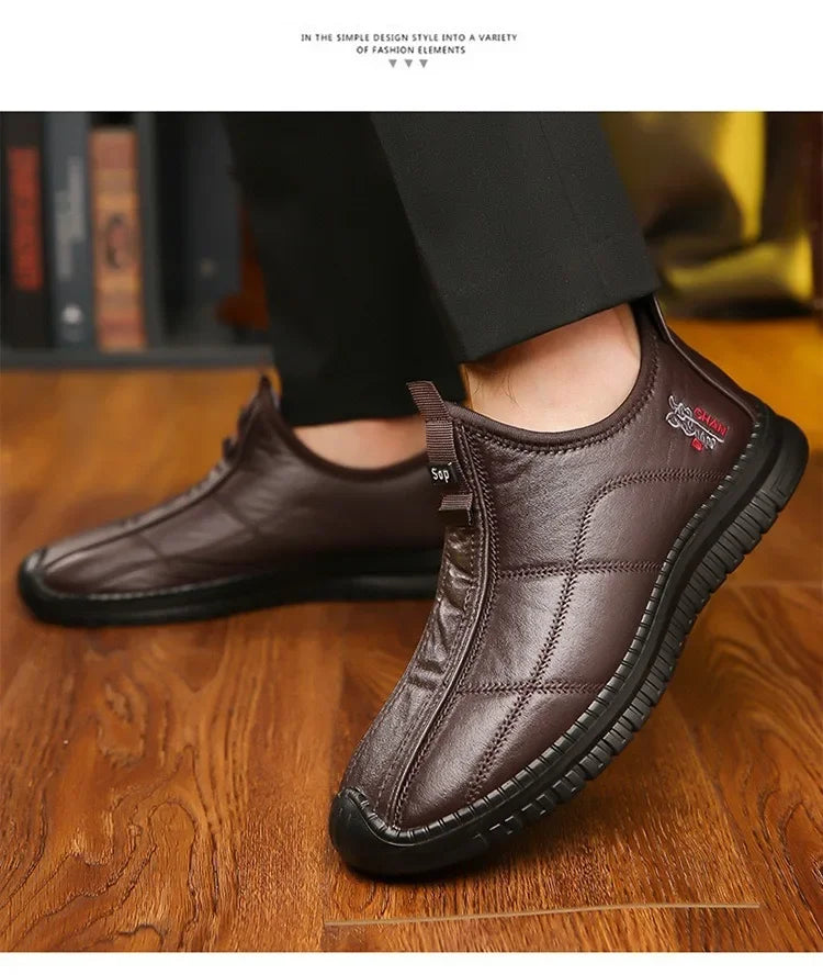 Men's Waterproof Winter Boots - Warm Non-Slip Platform Shoes