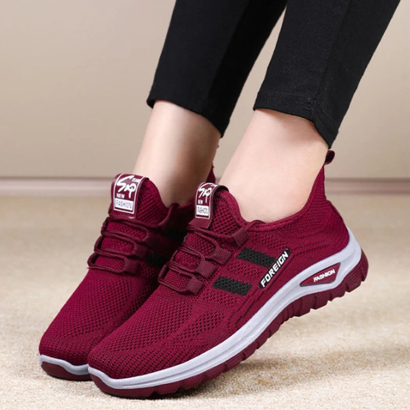 Women's Breathable Mesh Running Sneakers - Lightweight Athletic Walking Shoes with Anti-Slip Rubber Sole