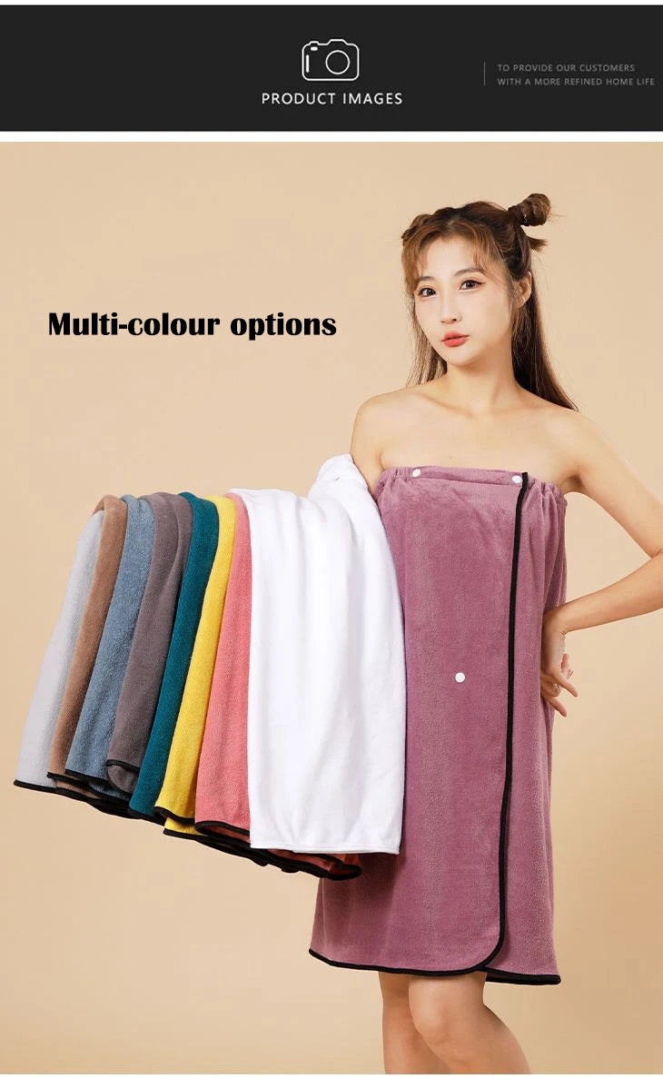 Premium Spa Towel Wrap Robe - Soft & Absorbent Cotton/Polyester, Quick-Dry & Wearable