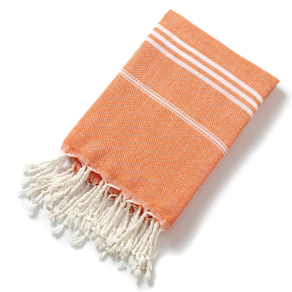 Style-Oriented Fringed Turkish Beach Towel - Lightweight Cotton Polyester Quick Dry Towel for Beach & Spa