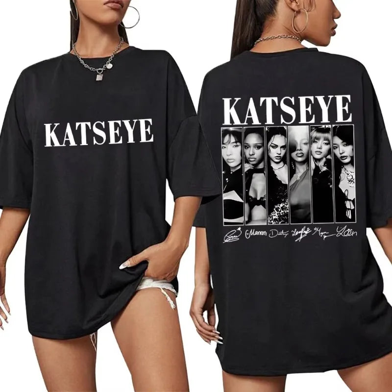 Women's Katseye Graphic Oversized Tee | Cotton Streetwear T-Shirt | Kpop Fan Style.