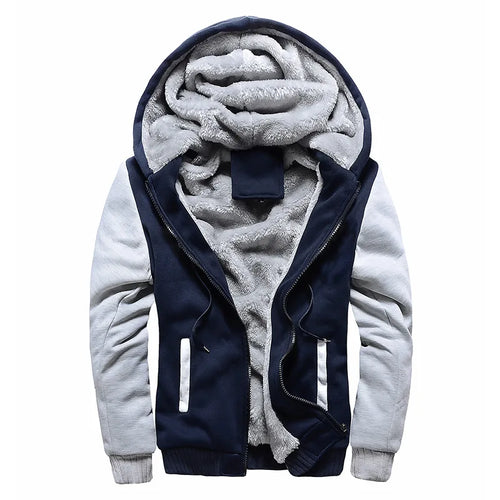 Men's Winter Polyester Set - Warm Hooded Jacket Pants