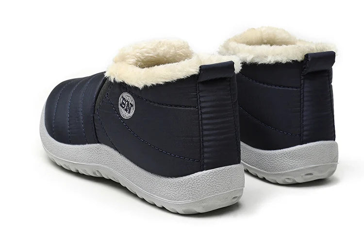 Men's Waterproof Winter Snow Boots - Plush-Lined Slip-On Ankle Boots