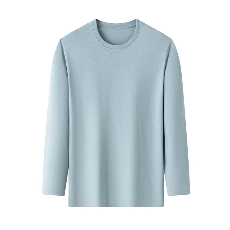 ASJP Men's 100% Cotton Long Sleeve Shirt | Breathable Casual Crew Neck Top for Summer & Everyday Wear