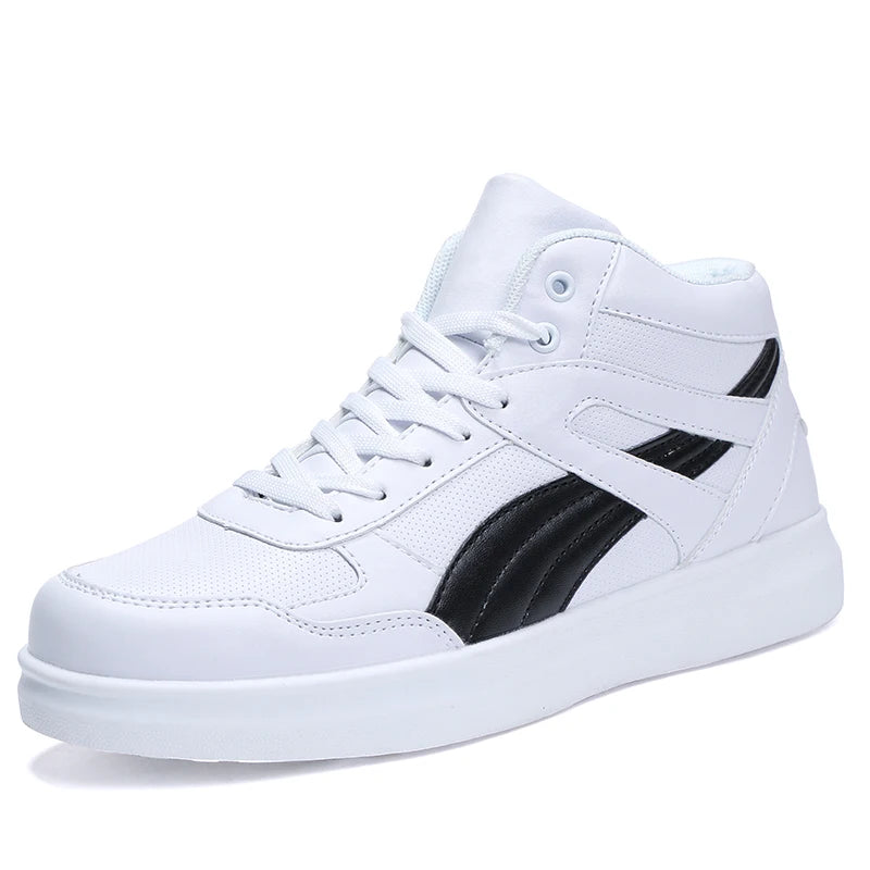 Men's High-Top Lace-Up Sneakers – Breathable Air Mesh Casual Skateboarding Shoes with EVA Insole