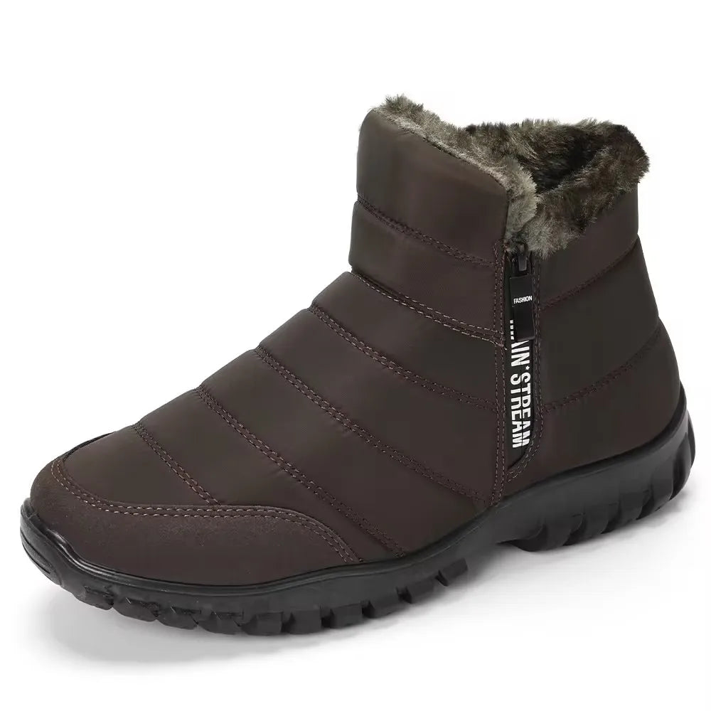 Men's Waterproof Winter Snow Boots – Faux Wool Lined Mid-Calf Zip Ankle Boot | Sizes 6.5–12