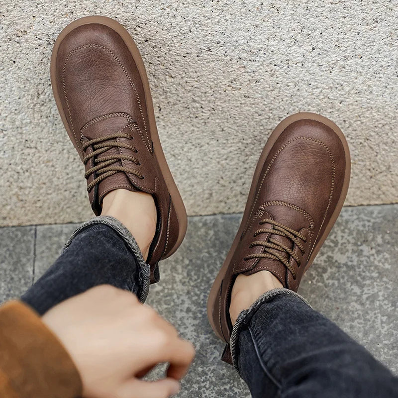 MIXIDELAI Men's Casual Platform Oxford Sneakers | Breathable Lace-Up Comfort Shoes | Spring Autumn