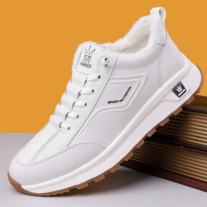 Men's Doefhom Genuine Cow Leather Sneakers — Lace-Up Casual Sport Shoes | Waterproof Outdoor Street Style Trainers for Spring & Autumn