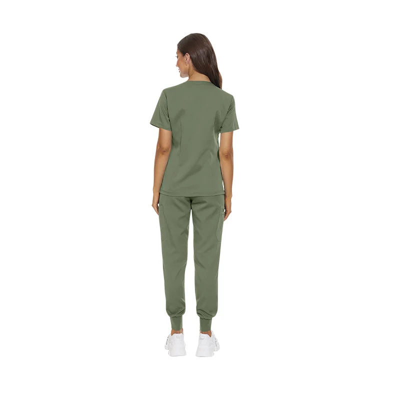 Women's Vibrant Multicolor Scrubs Set: Stylish Short Sleeve Top & Pants for Nurses & Pet Doctors