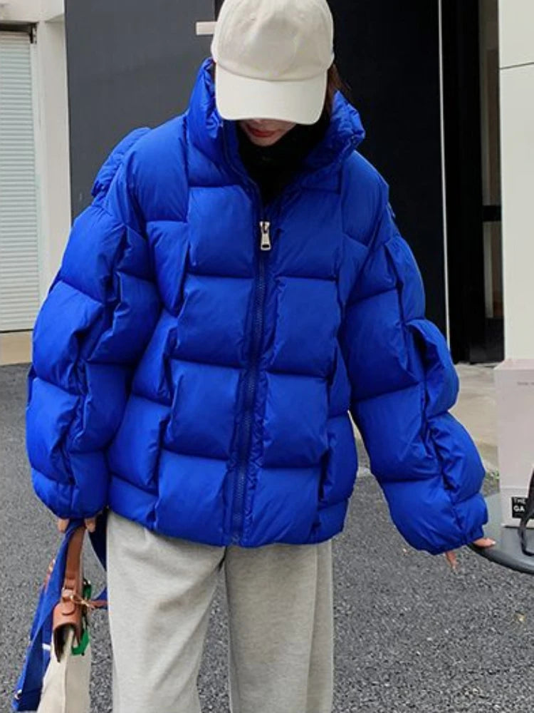 Women's Chic & Cozy: 2023 Three-Dimensional Plaid Down Jacket-Stylish Warmth for Winter.