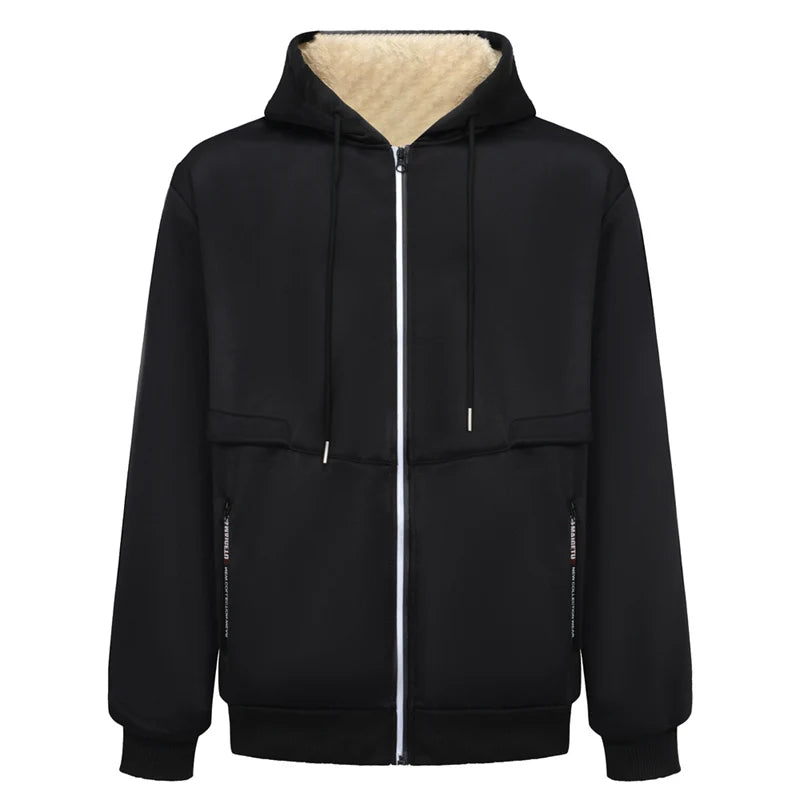 Men's Heavyweight Sherpa Fleece Lined Windproof Hoodie Jacket - Ultimate Winter Warmth & Style.