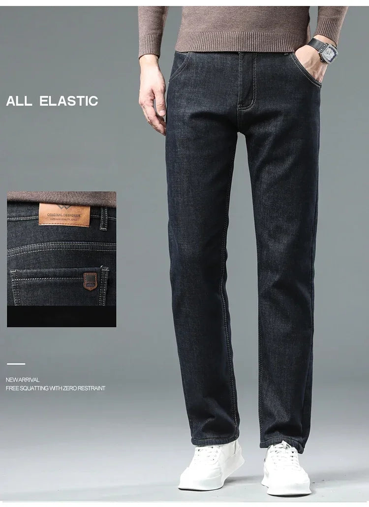 Men's 2023 Winter Fleece Jeans: Warm, Stylish & Versatile.