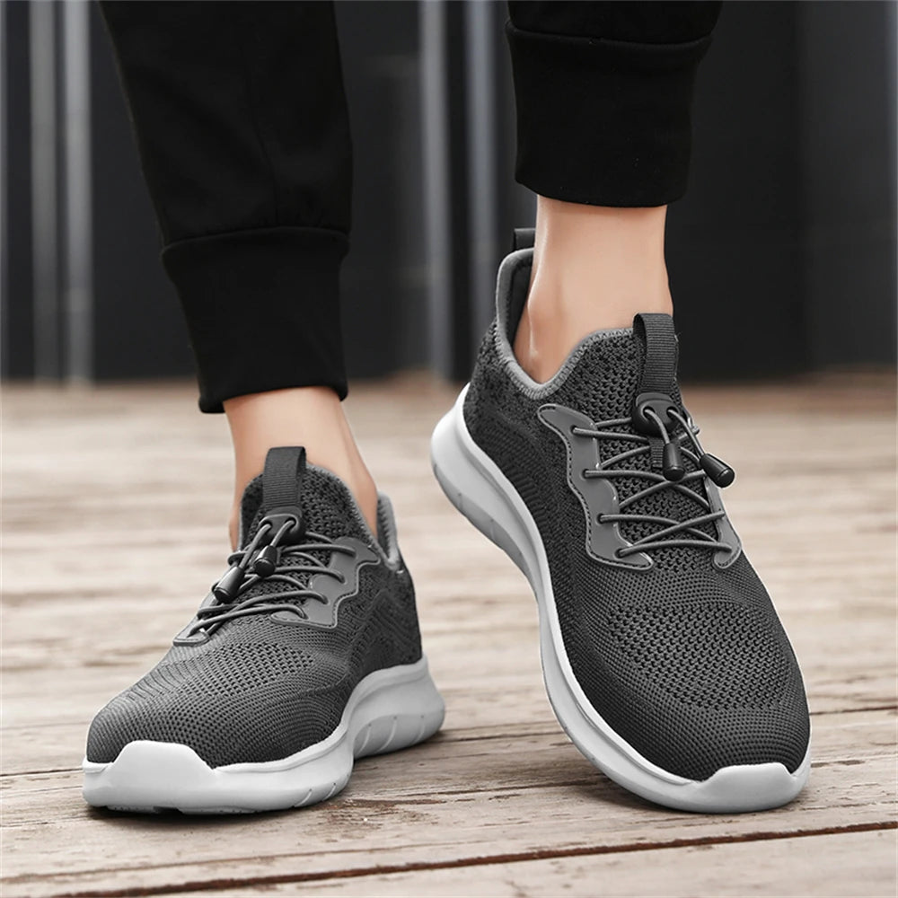 Men's WQT Flyknit Elastic Slip-On Sneakers – Lightweight Breathable Mesh Running Style Shoes with EVA Sole