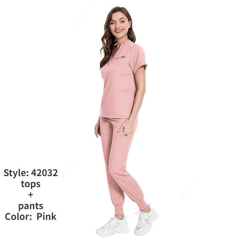 Women's Vibrant Multicolor Scrubs Set: Stylish Short Sleeve Top & Pants for Nurses & Pet Doctors