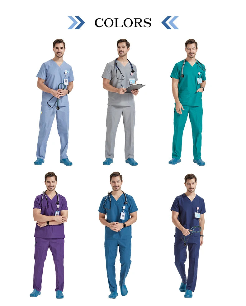 Men's Breathable Medical Scrubs Set - Stylish Hospital Nursing Uniforms for Doctors & Nurses