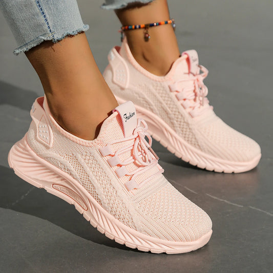Women's Chunky Platform Sneakers - Lightweight Knit Athletic Shoes with Air Cushion Sole